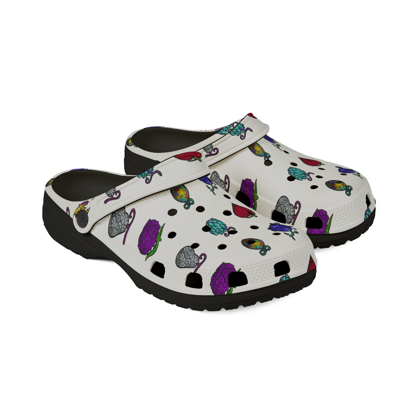 Clogs: Colorful Dont Add Saltwater- Super Fruit - MTO AOP EVA Foam Rubber Shoes, Comfort Footwear for Everyday Use, Fun Slip-On Clogs for Garden and Leisure, Unique Summer Shoes