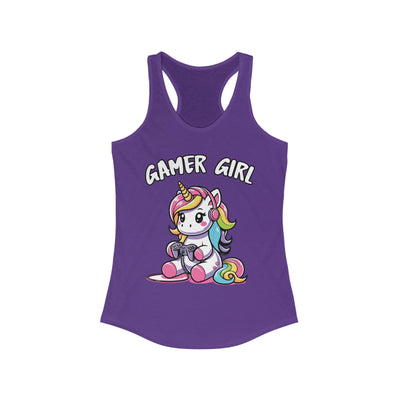 Tank Top: Gamer Girl - Playful Unicorn Racerback Shirt, Cute Gift for Gamers